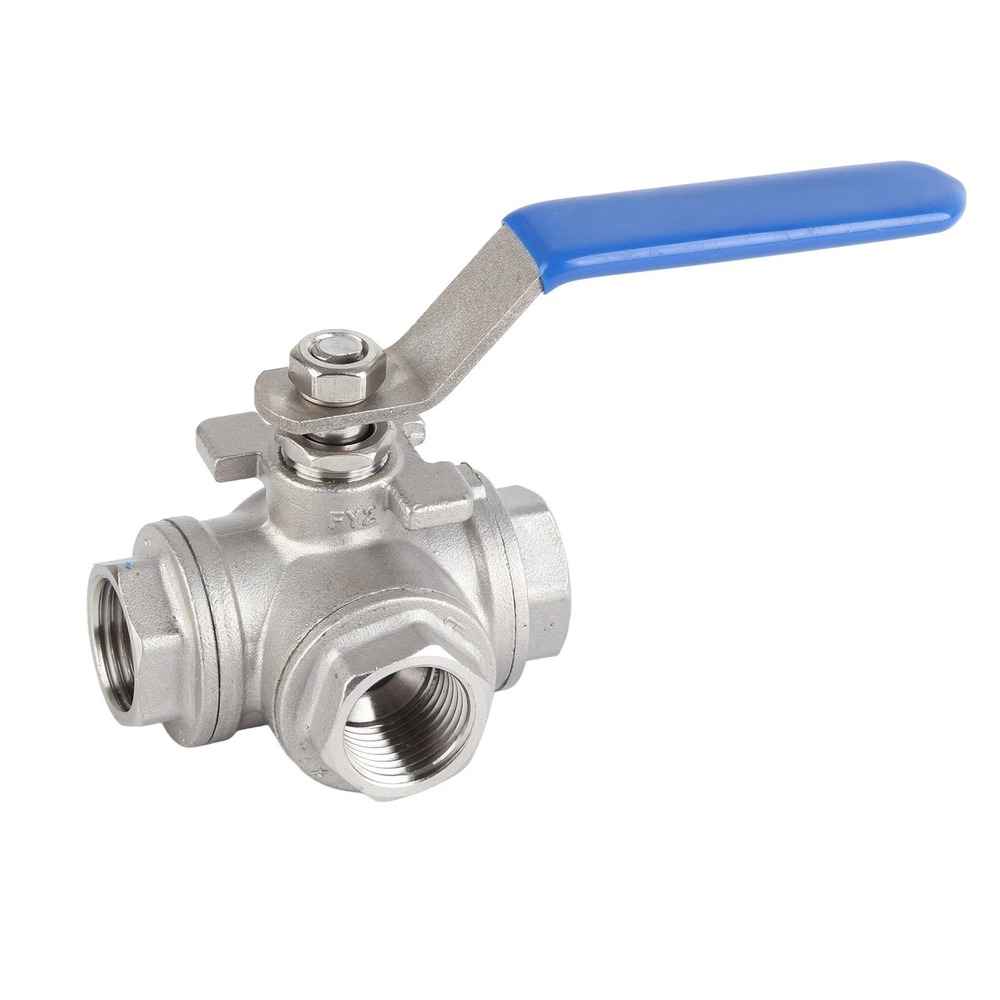 Beduan 3 Way Ball Valve 1/2" NPT Stainless Steel 304 T Mounting Pad Female Type